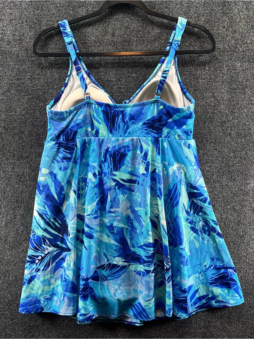 Croft & Barrow Swim Dress One Piece Swimsuit Womens 16 Tummy Control Blue Print - Picture 5 of 9